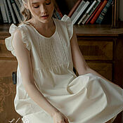 Одежда handmade. Livemaster - original item Cotton Flower nightgown made of vanilla cotton and lace. Handmade.