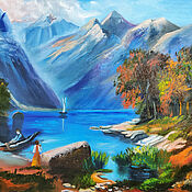 Картины и панно handmade. Livemaster - original item Painting Lake Leman landscape of Switzerland. Handmade.