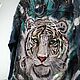 Denim jacket with painting and embroidery white tiger. Outerwear Jackets. Karina-bro. My Livemaster. Фото №6