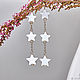 Long earrings with pearl stars, earrings in gold, Earrings, Moscow,  Фото №1
