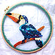 Toucan on sweatshirt patch on T-shirt embroidery on tulle toucan, Brooches, Yaroslavl,  Фото №1