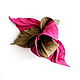 Small Magenta Flower Leather Brooch Pink Beige Taupe, Brooches, Moscow,  Фото №1