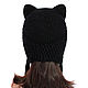 Hat with Cat ears knitted women's black. Caps. Space Cat Knitting. My Livemaster. Фото №5