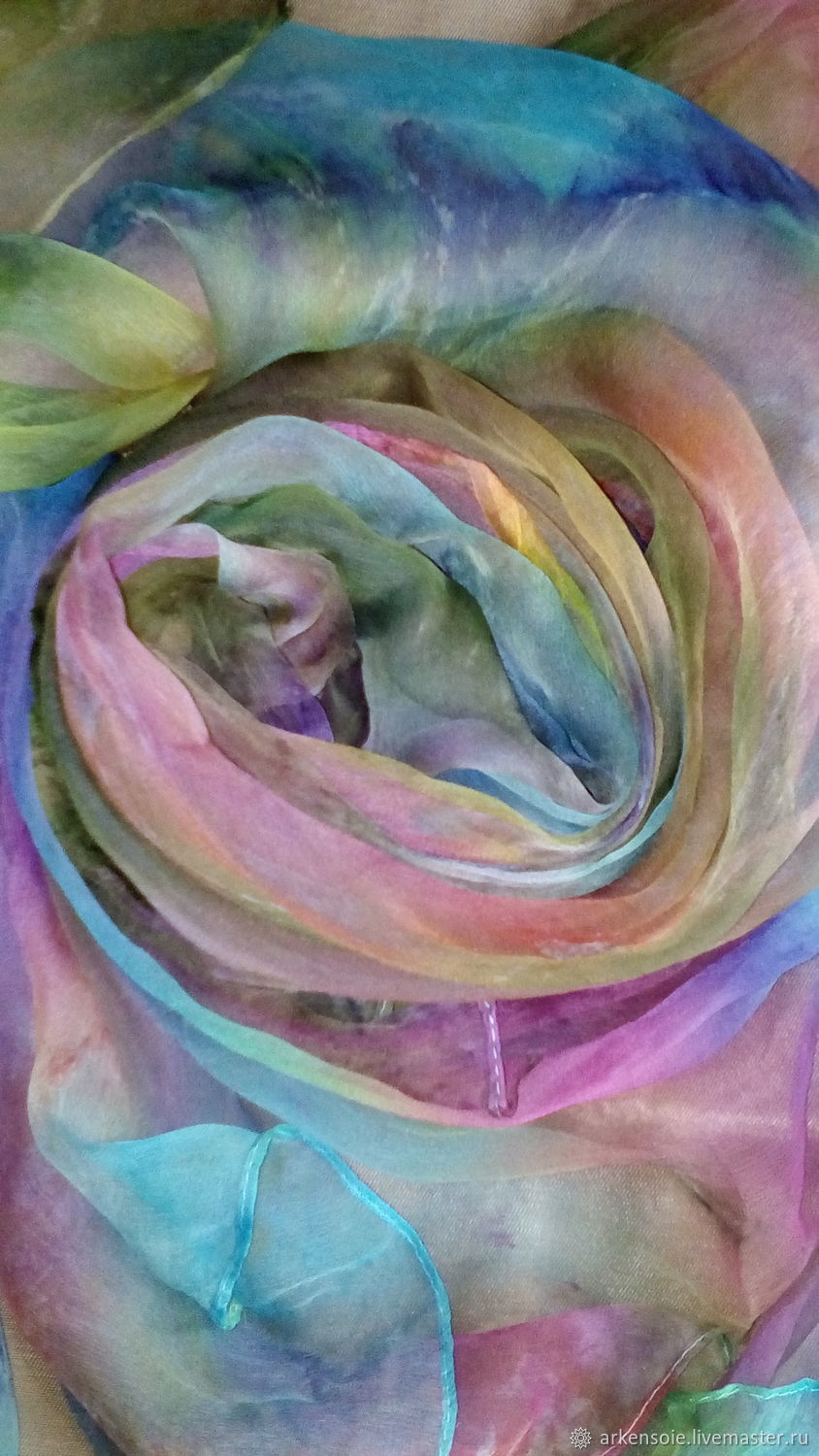 Scarf silk-chiffon, All colors of autumn,hand-painted,110h170 cm
