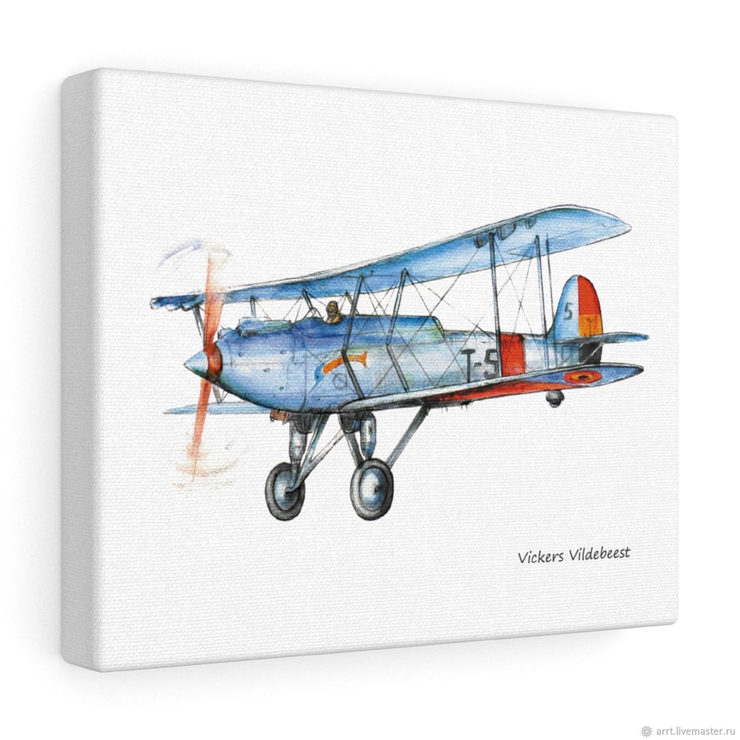 Blue Airplane Poster on Canvas Retro Airplane for Kids Room, Pictures, St. Petersburg,  Фото №1