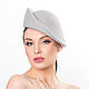 Wedding and evening handmade accessories. Women`s hat made of felt is called `Silver`. Anna Andrienko. Arts and Crafts fair.