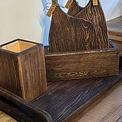 Деревянный резной стол из кедра Черный