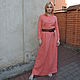 Women's linen dress with long sleeves in the floor peach. Dresses. ZanKa. My Livemaster. Фото №6