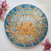 Картины и панно handmade. Livemaster - original item Round picture I wish everyone happiness, mandala with golden lotus. Handmade.
