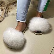 Обувь ручной работы handmade. Livemaster - original item Fur slippers with a Finnish Arctic fox. Handmade.