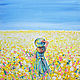 Девочка в шляпе с полевыми цветами, Картины, Новокузнецк,  Фото №1