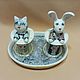 White rabbit and Cheshire Cat. Salt and pepper shakers. Classic porcelain (SZubova). Online shopping on My Livemaster.  Фото №2