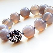 Фен-шуй и эзотерика handmade. Livemaster - original item Earthy beads of grey agate with silver Bali. Handmade.