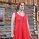 Dress simple, linen, red. Long dress without sleeves, Dresses, Tomsk,  Фото №1