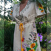 Одежда handmade. Livemaster - original item Embroidered tunic dress 