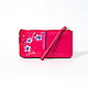 Wallet leather hand painted fuchsia pink blooming with loop, Wallets, Troitsk,  Фото №1