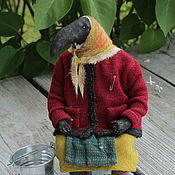 Куклы и игрушки handmade. Livemaster - original item interior doll: An old lady on a stool with a bucket. Handmade.