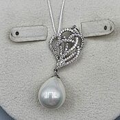 Украшения handmade. Livemaster - original item Silver pendant with Majorca and cubic zirconia. Handmade.
