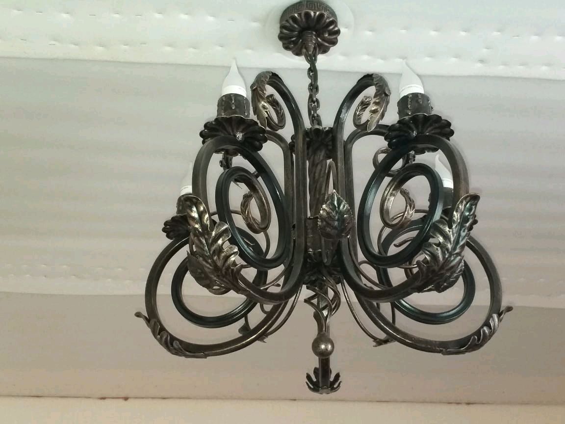 Кованая люстра ручной работы, на 5 ламп со стандартным цоколем 220 В в ...