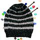Knitted warm women's beanie hat two-tone, Caps, Korolev,  Фото №1
