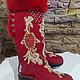 Botas bordadas de pájaro de Fuego rojo. High Boots. wool gifts. My Livemaster. Фото №4