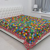 Русский стиль handmade. Livemaster - original item Bedspread patchwork"Colorful"double. Handmade.