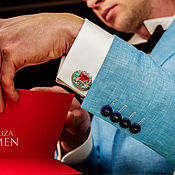 Украшения handmade. Livemaster - original item Cufflinks: Rafael. Royal red mint. jewelry for men. Handmade.