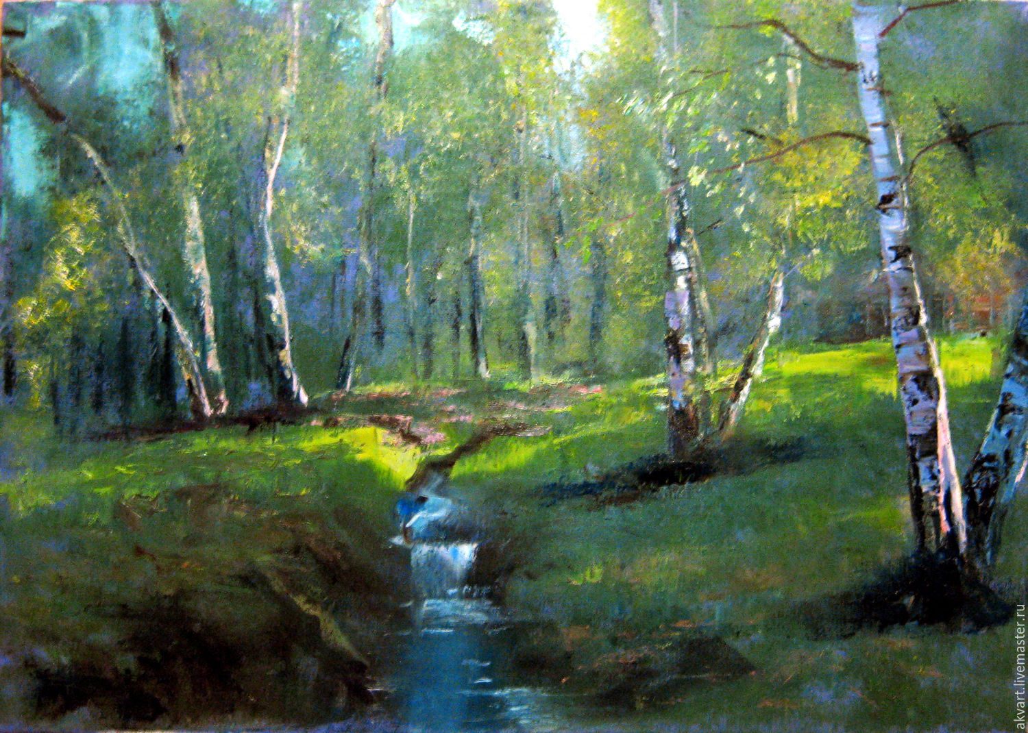 Oil painting. Landscape. Birch, Pictures, Moscow,  Фото №1