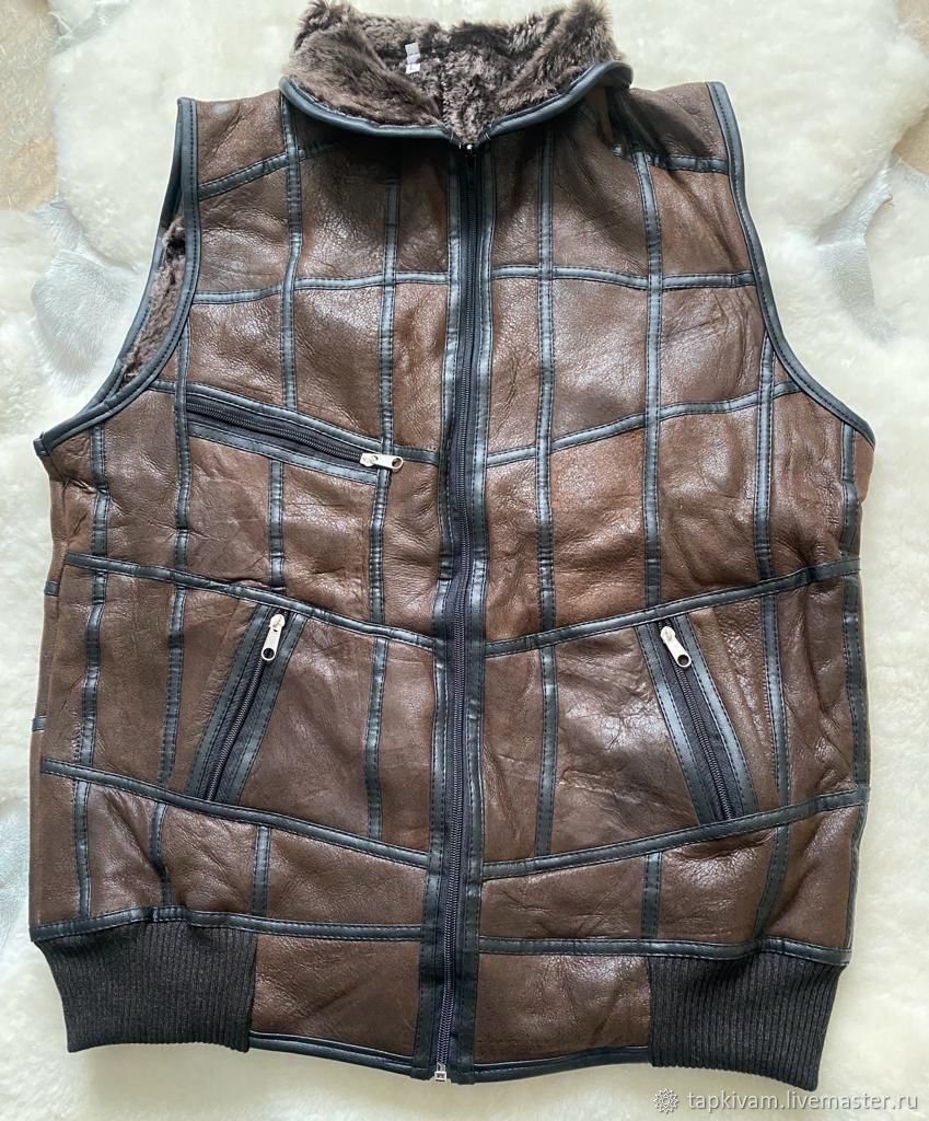 Кожаный жилет из овчины 46-48 – купить онлайн на Ярмарке Мастеров ...
