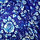 Fabric satin Gzhel flowers on blue. Fabric. SLAVYANKA. My Livemaster. Фото №4