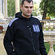 Black men's patterned hoodie, zip-up hoodie, Sweatshirts for men, Novosibirsk,  Фото №1