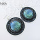 Blue Moon Polymer Clay Earrings Disc Earrings large wicca, Earrings, Voronezh,  Фото №1