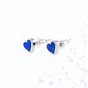 Украшения handmade. Livemaster - original item Heart EARRINGS with lapis lazuli. Handmade silver stud earrings. Handmade.