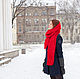 Red scarf with tassels, Scarves, St. Petersburg,  Фото №1