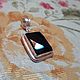 Pendant with black faceted agate in a frame 925 silver, Pendants, Sergiev Posad,  Фото №1