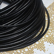 Материалы для творчества handmade. Livemaster - original item Leather cord 4 mm Black 50 cm genuine leather. Handmade.
