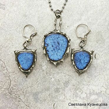 Украшения ручной работы. Ярмарка Мастеров - ручная работа Комплект серьги и подвеска Ночное небо. Handmade.