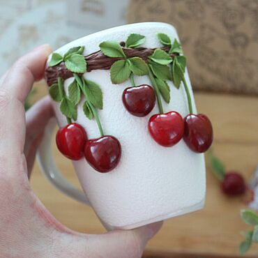 Посуда ручной работы. Ярмарка Мастеров - ручная работа Кружка Вишня. Handmade.