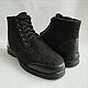 Order Men's Winter boots felted Black h 12, zipper lacing leather. Zhanna. Livemaster. . Boots Фото №3