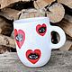 Drawings of eyes with eyelashes in hearts Mug with eyes Cup to order. Mugs and cups. DASHA LEPIT | Ceramic tableware (dashalepit). My Livemaster. Фото №4