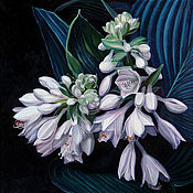 Картины и панно handmade. Livemaster - original item Pictures: Painting Blooming Hosta, oil on canvas 40h40. Handmade.