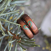 Украшения handmade. Livemaster - original item Copy of Copy of Wooden rings with turquoise. Handmade.