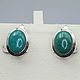 Silver earrings with natural turquoise 16h12mm, Earrings, Moscow,  Фото №1