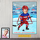gift for birthday. Cartoon hockey player.Caricatures to order by photo, Caricature, Moscow,  Фото №1