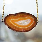 Украшения handmade. Livemaster - original item Beautiful agate slice pendant 