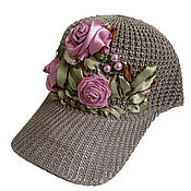 Аксессуары handmade. Livemaster - original item Women`s baseball cap ROSES AND COFFEE WITH MILK headdress. Handmade.