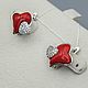 Silver earrings with coral 14h11 mm and cubic zirconia, Earrings, Moscow,  Фото №1