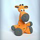 Вязаный оранжевый жираф в крапинку, Мягкие игрушки, Рыбинск,  Фото №1