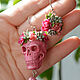Earrings-brushes: skull and succulents, Tassel earrings, Vladivostok,  Фото №1