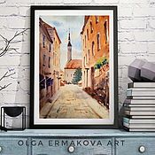 Картины и панно handmade. Livemaster - original item Picture of Tallinn street. Painting Europe old town. Handmade.